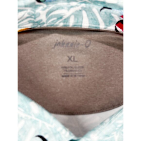 Johnnie-O Toucan Bird Polo Shirt Mens XL Short Sleeve Blend Turquoise - Picture 3 of 8